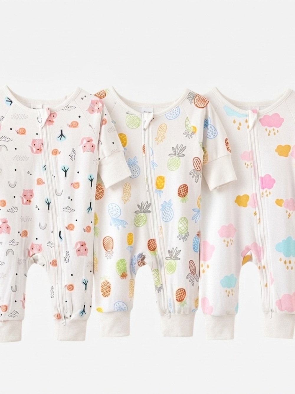 3-Pack Baby Girl Sleep & Play One-Piece Bodysuit Sleepers, 3-6 Months